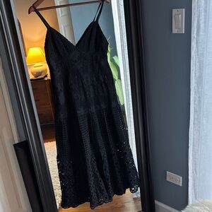 All Saints Black Eyelet Midi Dress